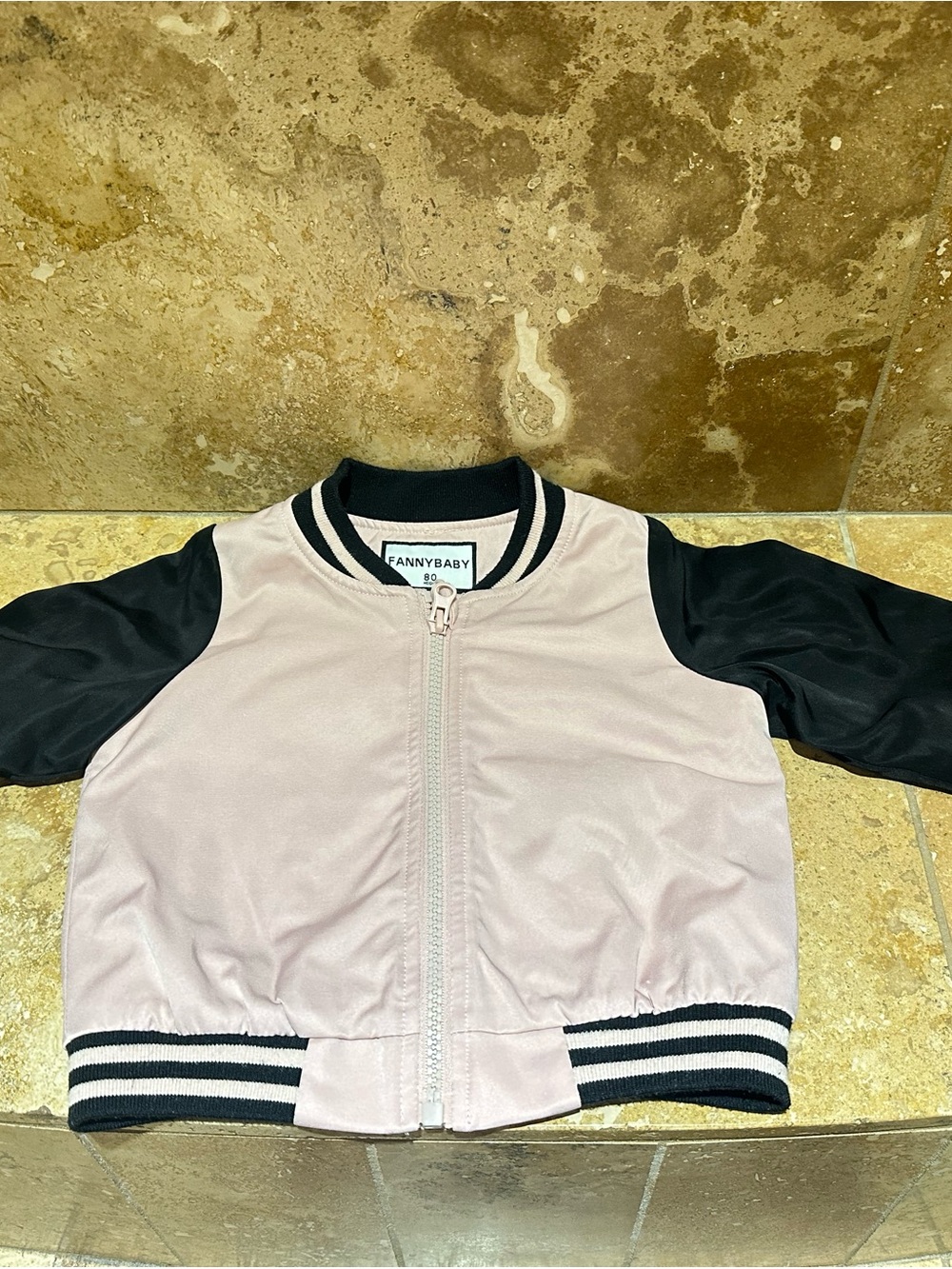 FannyBaby Pink and Black Kids Bomber Jacket